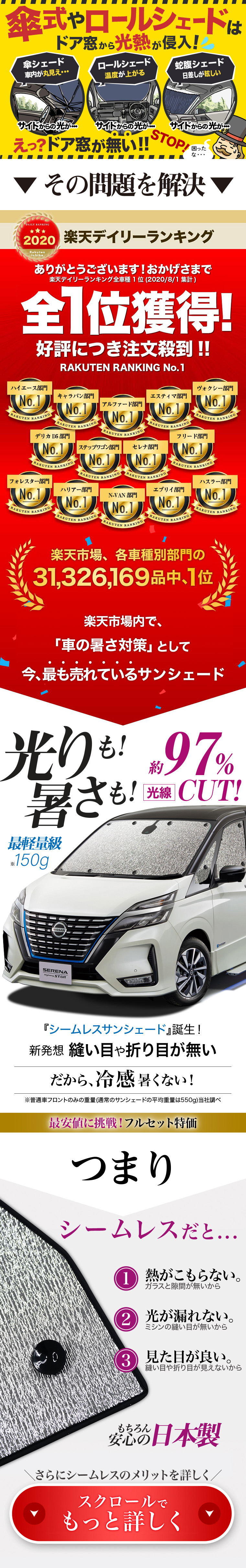 ノア＆ヴォクシー80系の車中泊ならカーテンいらずシームレスサンシェード｜趣味職人 公式オンラインショップ